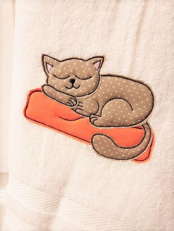 Stickdatei Katze doodle schlafende Katze 5 Größen image number 8