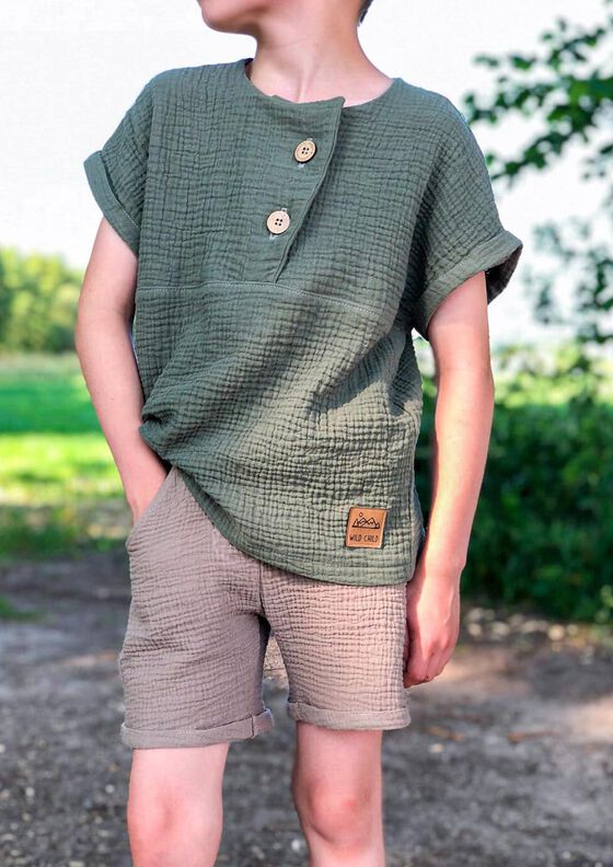 Musselin Shirt Solmusling Gr. 56-170, Leinen, Kombi, A0 image number 8