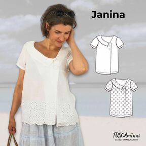 Schnittmuster Bluse Janina | kurzarm mit Kragen | Musselin