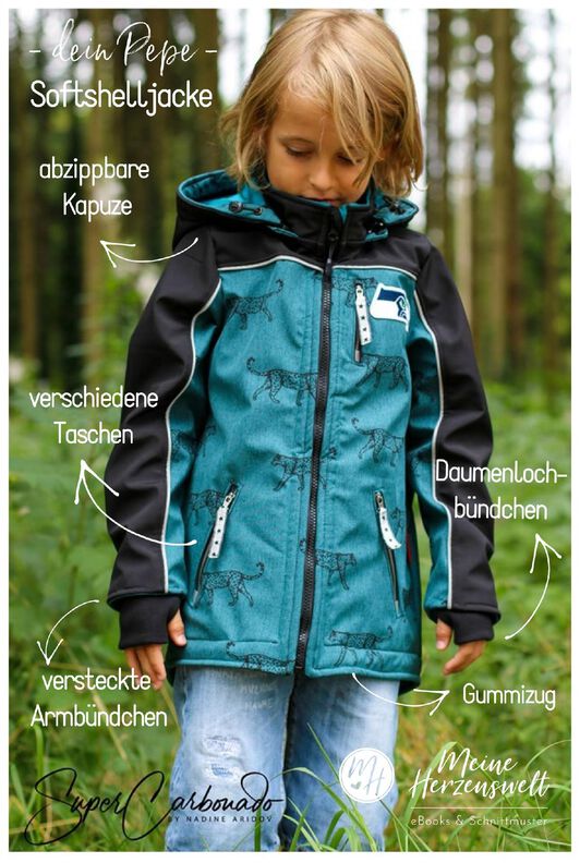 Softshelljacke Kinder Schnittmuster Gr. 74-176 - PEPE #74 image number 2