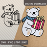 Plotterdatei Eisbär mit Geschenk Vektor / SVG PNG DXF thumbnail number 1