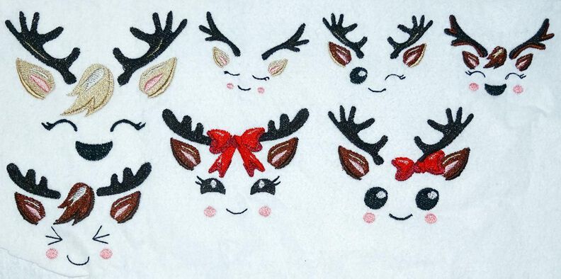 Rentier Gesichter Stickdatei Weihnachten bis 10cm image number 2