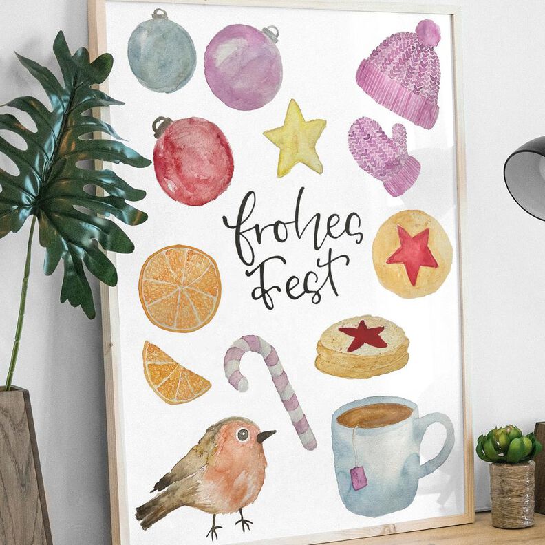 Plotterdateien & Printables Set "Frohe Weihnachten Aquarell" image number 1