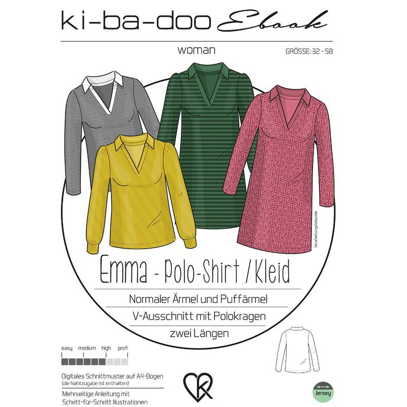 ebook Polo-Kleid/Shirt Emma Damen | Größe 32-58 DIN A4 PDF image number 1