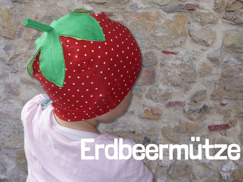 Erdbeermütze | Mütze mit Erdbeerblatt | Gr. 41 – 60 cm image number 5