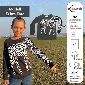 Pullover Kind E-Book Luanimals Zebra Zora (86-152cm)