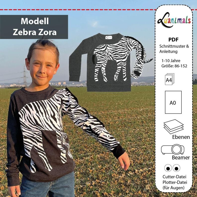 Pullover Kind E-Book Luanimals Zebra Zora (86-152cm) image number 1