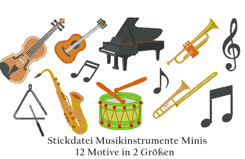 Musikinstrumente Minis Stickdatei image number 1