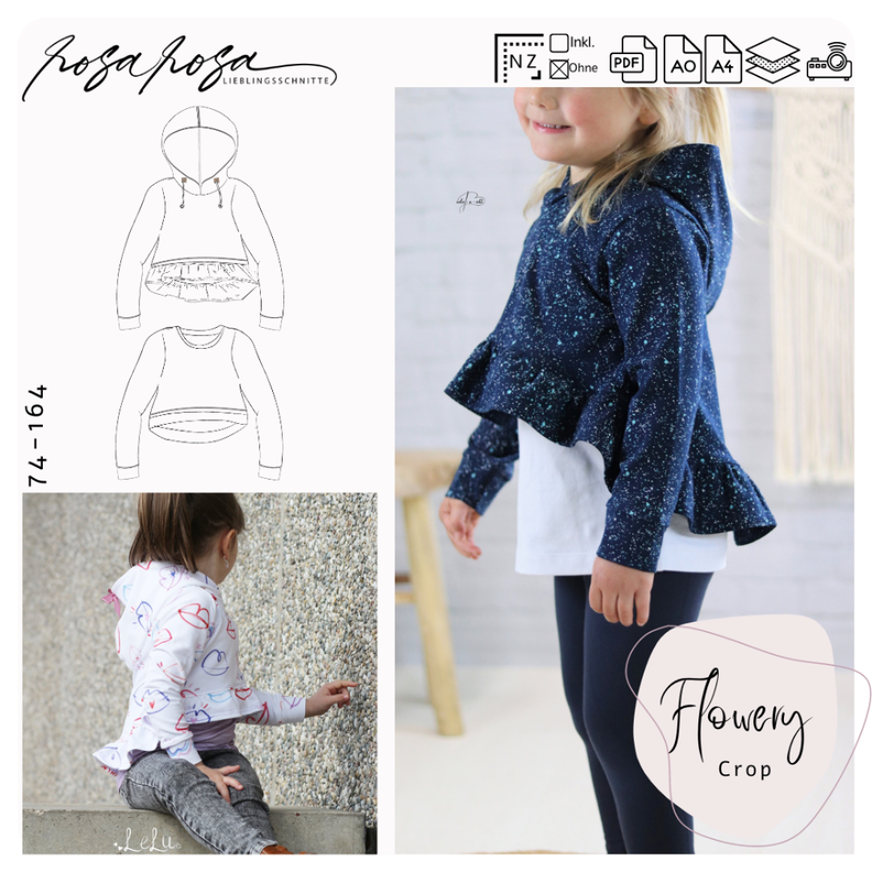 Hoodie #FloweryCrop 74-164 A4/A0/Beamer image number 1