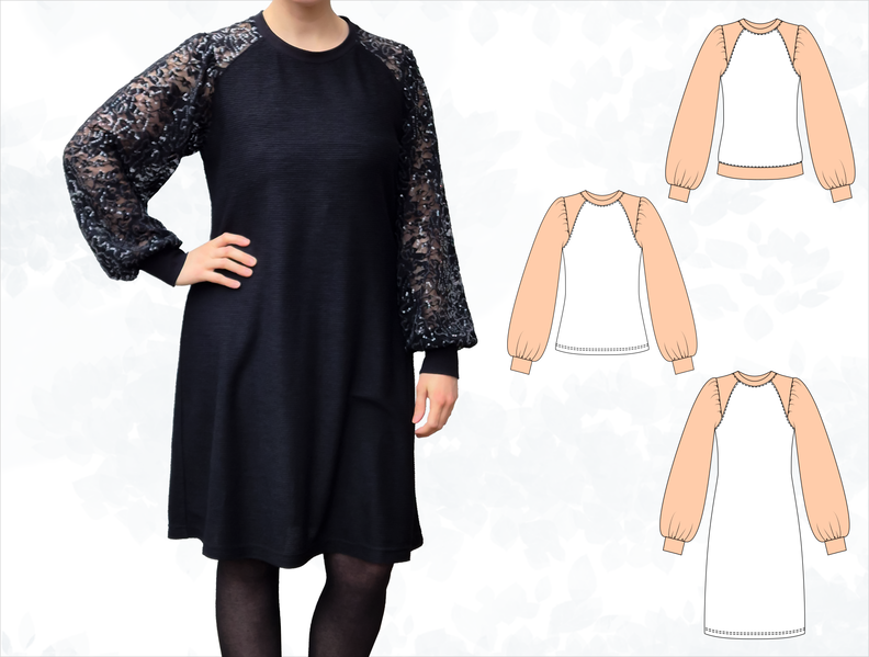 Elina – Raglanpullover, Longshirt oder Kleid, BU 80-116 image number 10