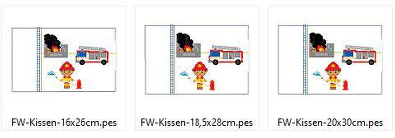 Feuerwehr mit Feuerwehrmann Kissen ITH Stickdatei image number 3