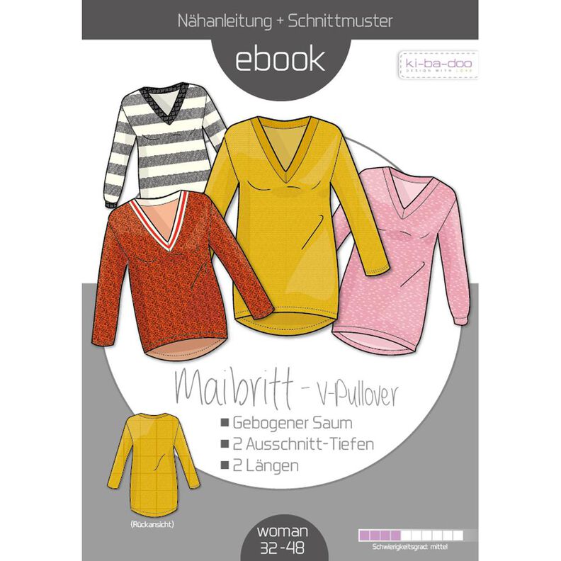 Ebook/Schnittmuster V-Pulli Maibritt - Gr. 32-48  image number 1