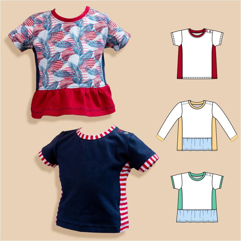 Lia – Baby Shirt mit Rüsche und Knopfleiste Gr. 56-98, A4+A0 image number 1