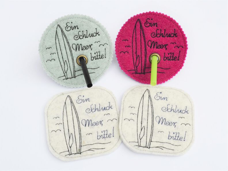 Stickdatei Meer Surfbrett Untersetzer Glasabdeckung image number 2