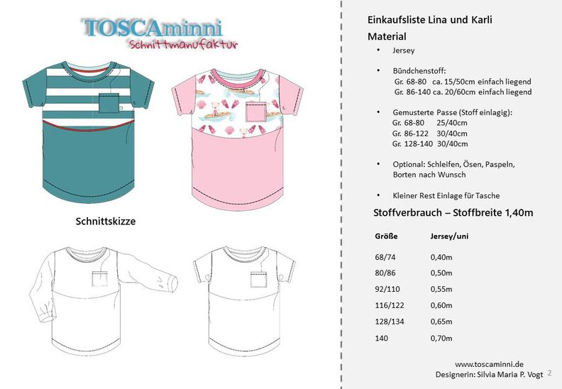 Basic-Shirt Lina+Karli Gr. 68-140 Schnittmuster image number 8