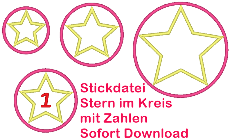 Stickdatei Stern im Kreis in 5 Größen mit Zahlen image number 1