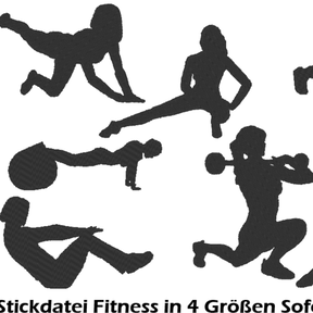 Stickdatei Fitness Girl Sport Silhouette 