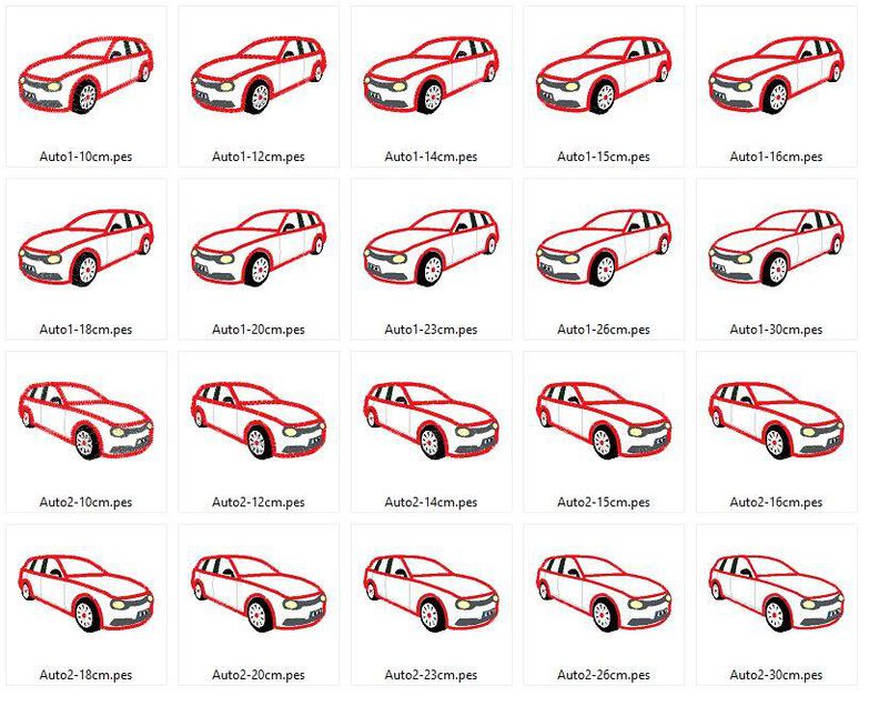 Auto Stickdatei 10cm bis 30cm image number 2
