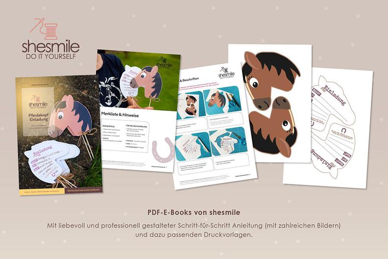 Einladungskarte Pferdekopf (Bastelanleitung & Druckvorlage) image number 3