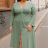 Jersey Midi Kleid Schnittmuster V-Ausschnitt Trompetenärmel thumbnail number 3
