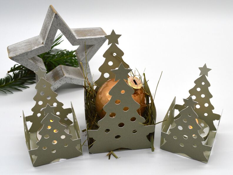 Plott Weihnachtsbaum Körbchen Teelicht Lichterhaus image number 5