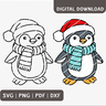 Plotterdatei Pinguin Weihnachten - 2 Varianten SVG PNG DXF thumbnail number 1