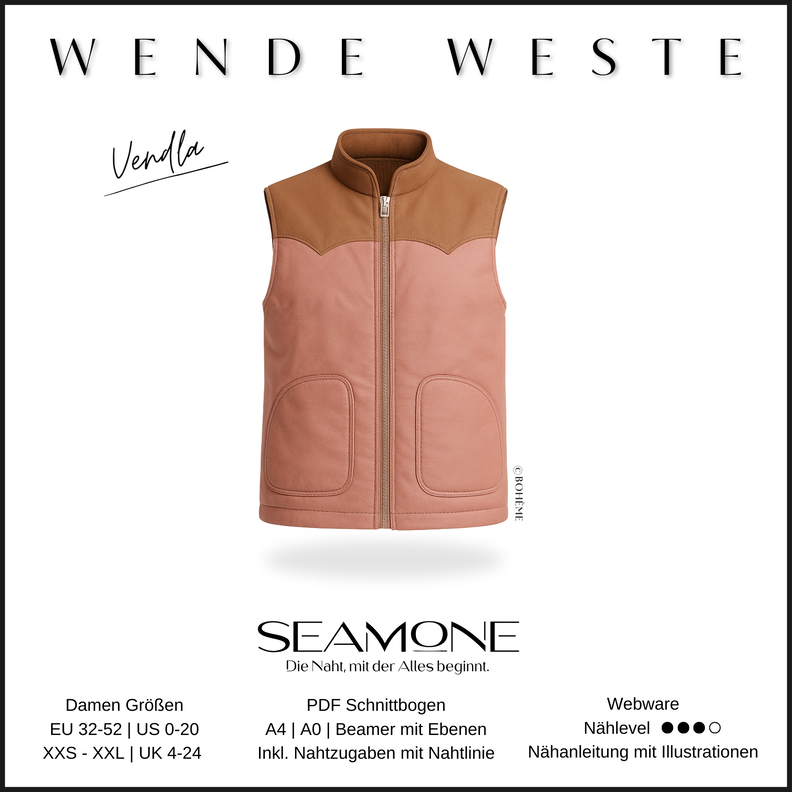 Wendeweste | Damen Schnittmuster PDF | 32–52 | Seamone image number 1