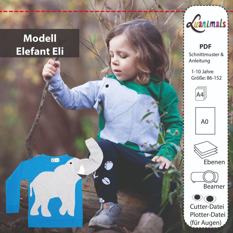 Pullover Kind E-Book Luanimals Elefant Eli (86-152cm) image number 1