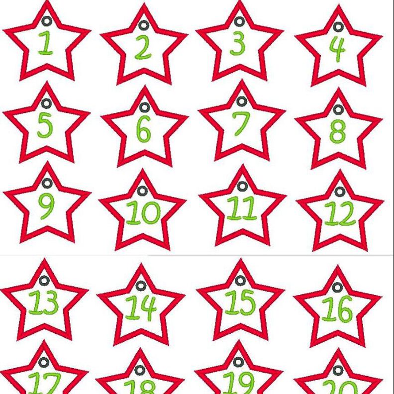 Adventskalender Sterne mit Öse Stickdatei Weihnachten image number 1