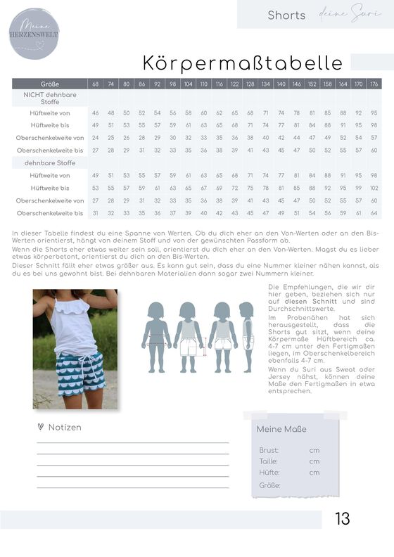Shorts/Hose Kinder Schnittmuster Gr. 74-176 - deine SURI #43 image number 7