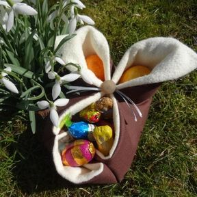 Osterkörbchen Hase nähen Eierkörbchen 
