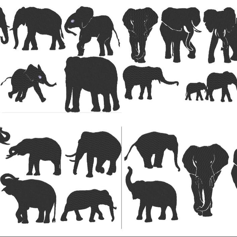 Elefant Stickdatei Silhouetten image number 1