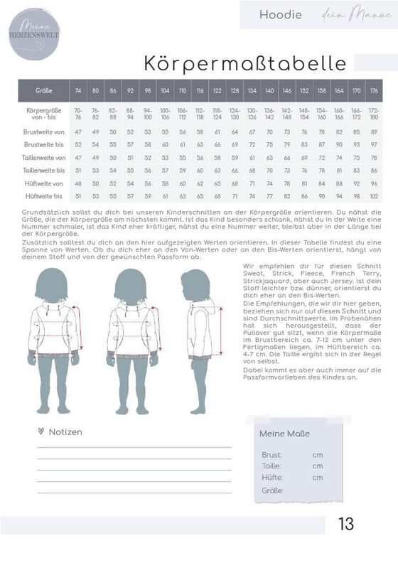Hoodie Kinder Schnittmuster Gr. 74-176 - MANUC #130 image number 4
