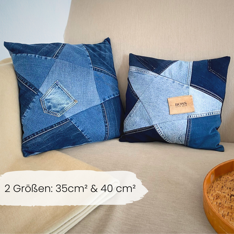 Sternen-Kissen nähen mit Hotelverschluß, Jeans Upcycling  image number 4
