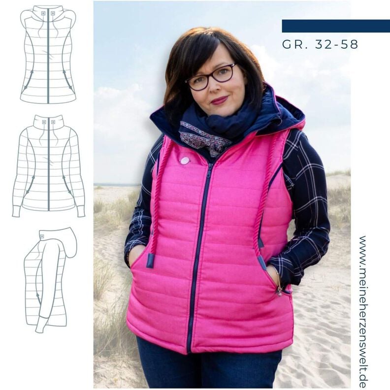 Steppjacke/Weste Damen Schnittmuster Gr. 32-58 -NUKA #35 image number 1