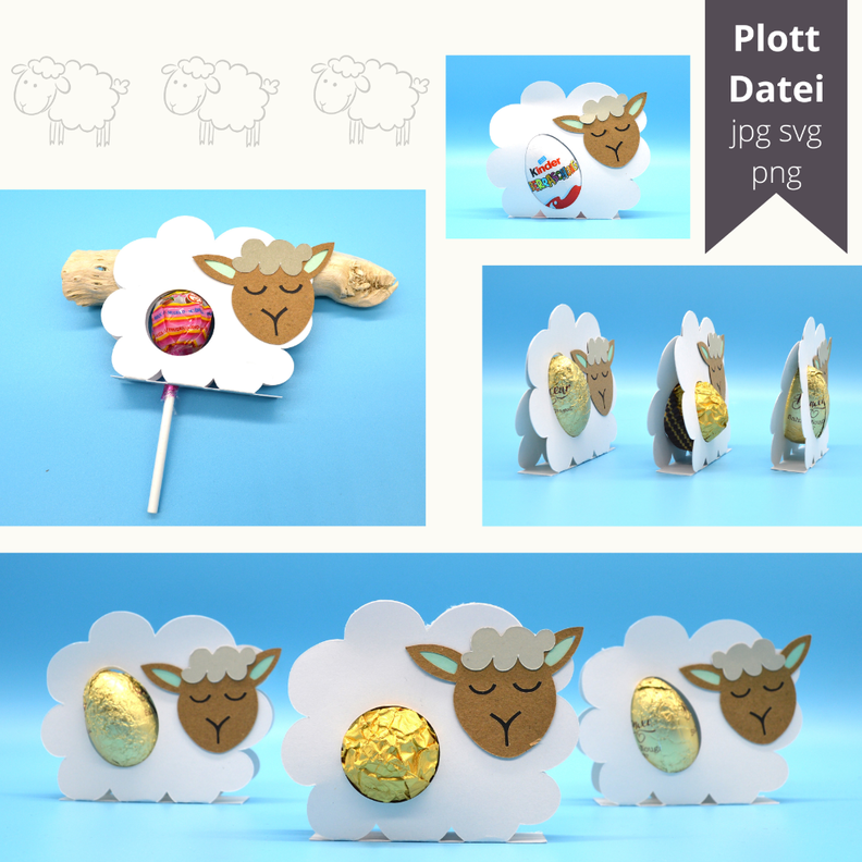 Plotterdatei Schaf für Schokokugel Lolli Schokoeier image number 1