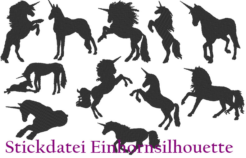 Einhorn Silhouetten Stickdatei image number 1