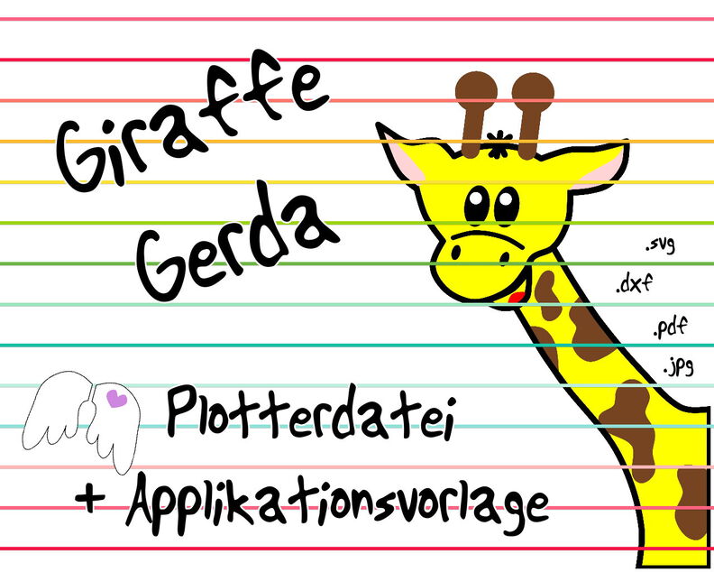 Plotterdatei + Applikationsvorlage Giraffe Gerda Eckentier image number 1