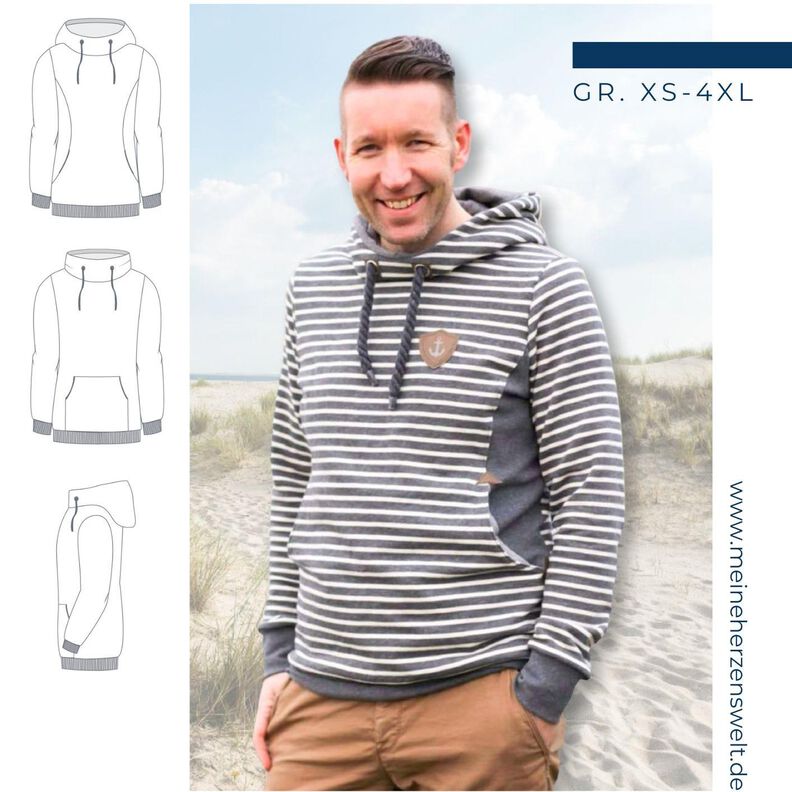 Hoodie Herren Schnittmuster Gr. XS-4XL - MANUC #134 image number 1