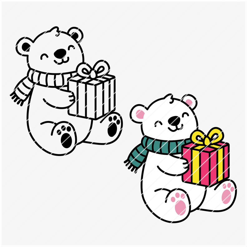 Plotterdatei Eisbär mit Geschenk Vektor / SVG PNG DXF image number 7
