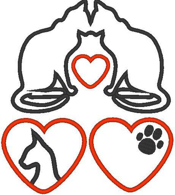 Katze Katzen Liebe Stoff-Aufnäher Stickdatei Herz image number 6
