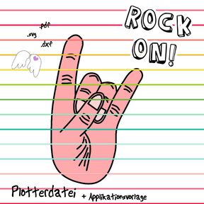 ROCK ON! - Plotterdatei + Applikationsvorlage Handzeichen Kontur