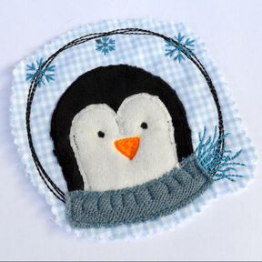 Stickdatei Pinguin doodle Button 10x10cm 2er SET