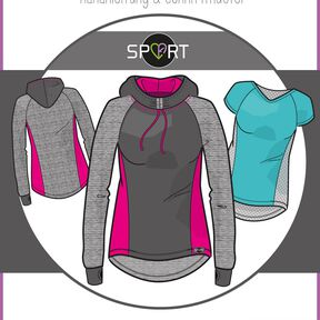 Ebook/Nähanleitung Sport Hoodie Damen Gr. 32/34 - 48/50