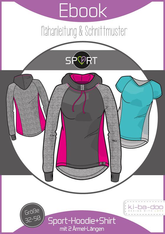 Ebook/Nähanleitung Sport Hoodie Damen Gr. 32/34 - 48/50 image number 1