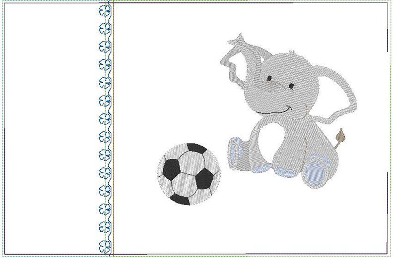 Elefant mit Fu&szlig;ball inkl. Kissen ITH Stickdatei image number 7