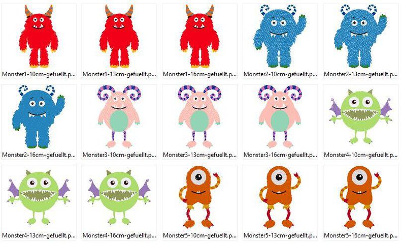 Stickdatei Monster gefüllt image number 3