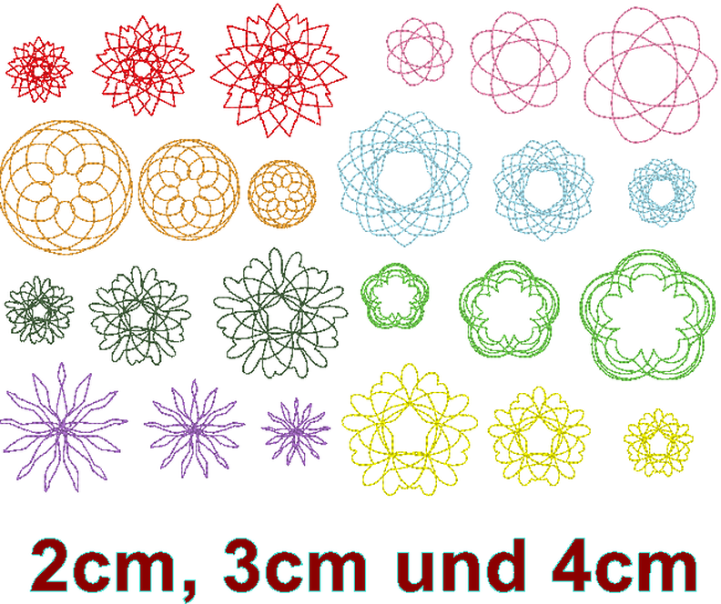 Stickdatei 49 Zirkel Mandala Mini Blumen 2 - 4cm Teil 1 image number 3
