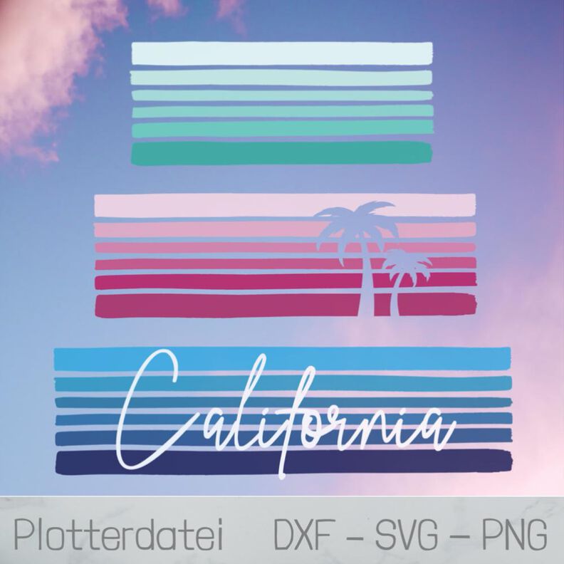 Plotterdatei - Streifen und Palme - SVG, DXF, PNG image number 1