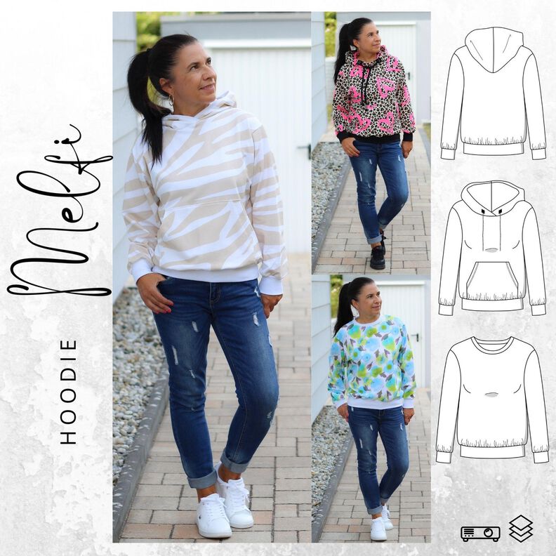 Hoodie MELFI Gr. 32-56 Schnittmuster PDF Ebook image number 1